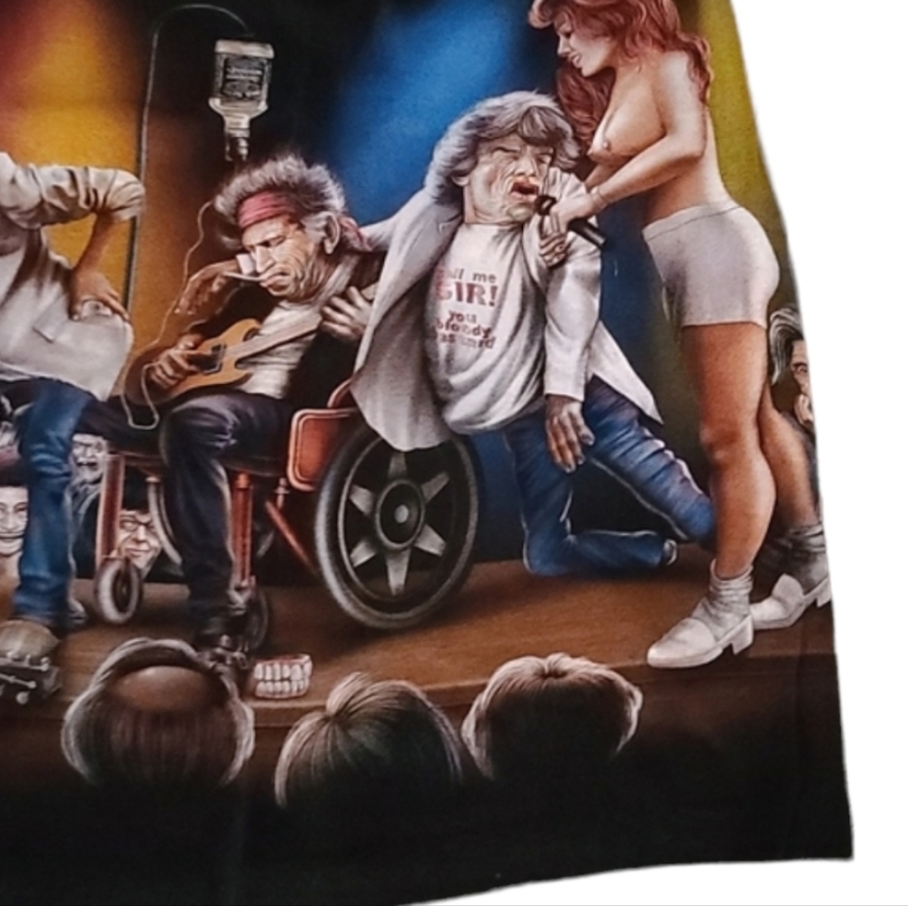 VINTAGE ROLLING STONES Airbrushed Rock Band Graphic Tee Shirt L SUPER RARE - Picture 11 of 16